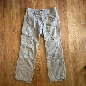 Tan Eddie Bauer cargo pants with loads of pockets